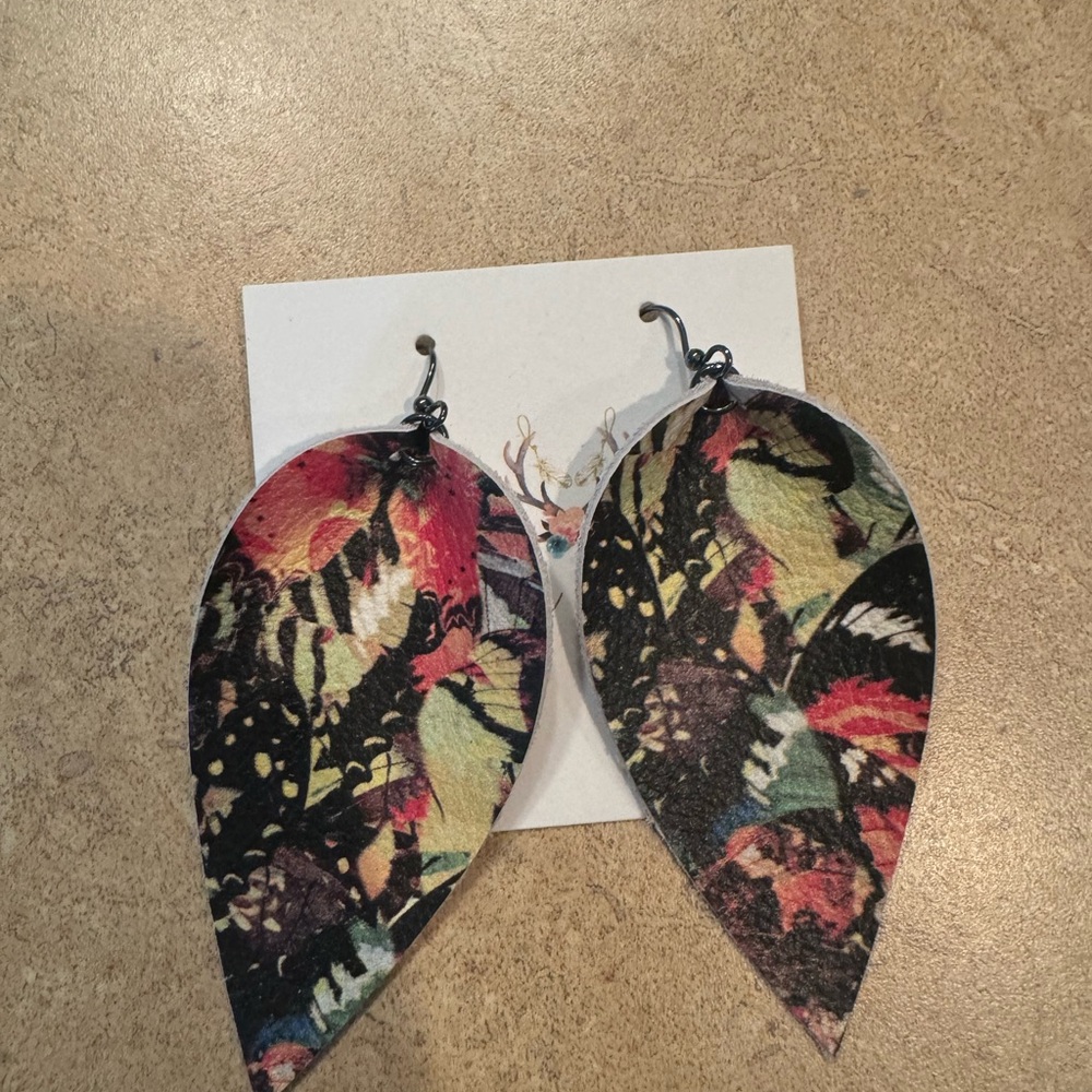 Leather multicolor butterfly earrings. Boutique by Averee Grace Design…